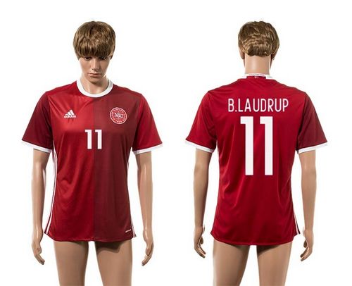 Danmark #11 B.Laudrup Red Home Soccer Country Jersey - Click Image to Close